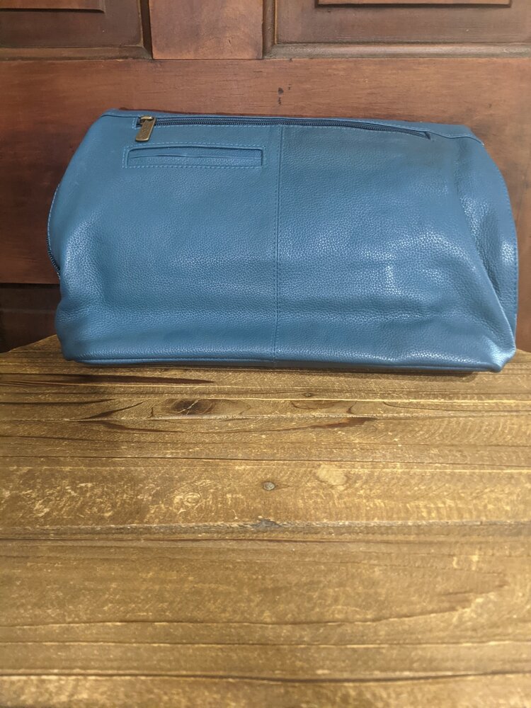 Anuschka Anuschka Hand Painted Blue Flower Classic Hobo Bag with Side Zippers