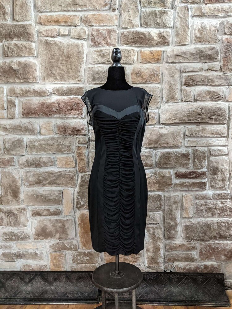 Caché Black Rouched Dress, Size 12