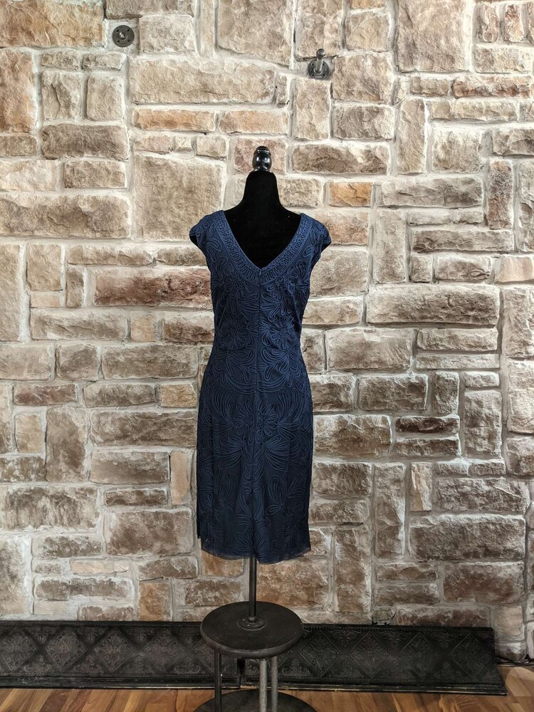 Sue Wong Navy Illusion Dress, Size 8
