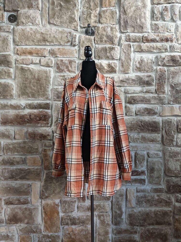 Rust Plaid Shacket - Long Story Short