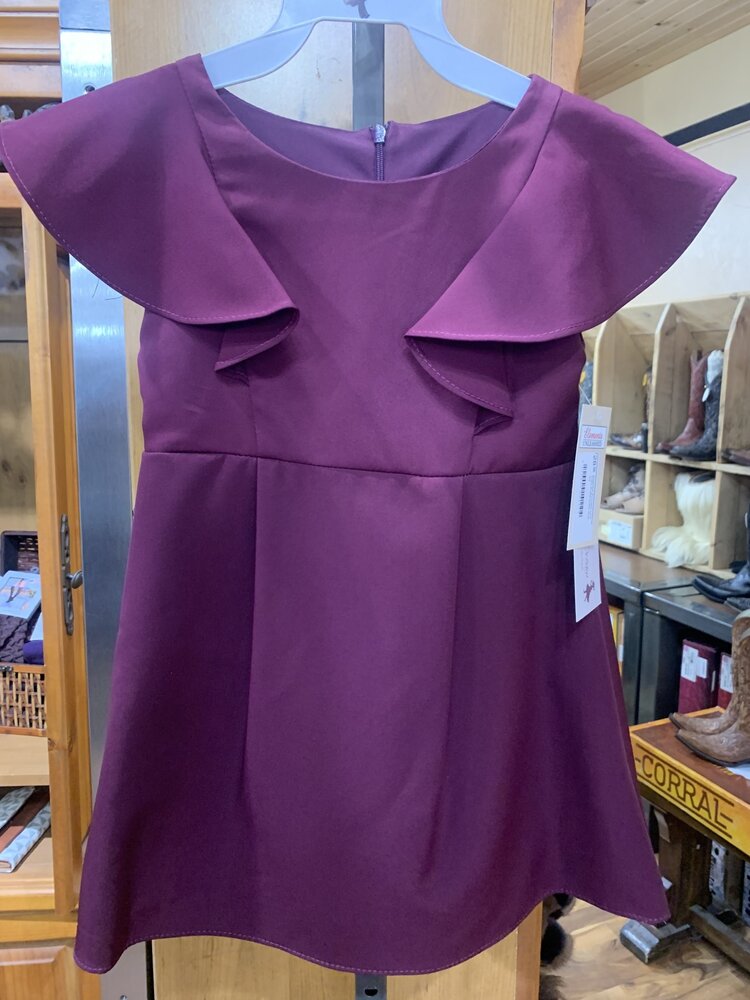 Eggplant Princess Line Front Ruffle Dress