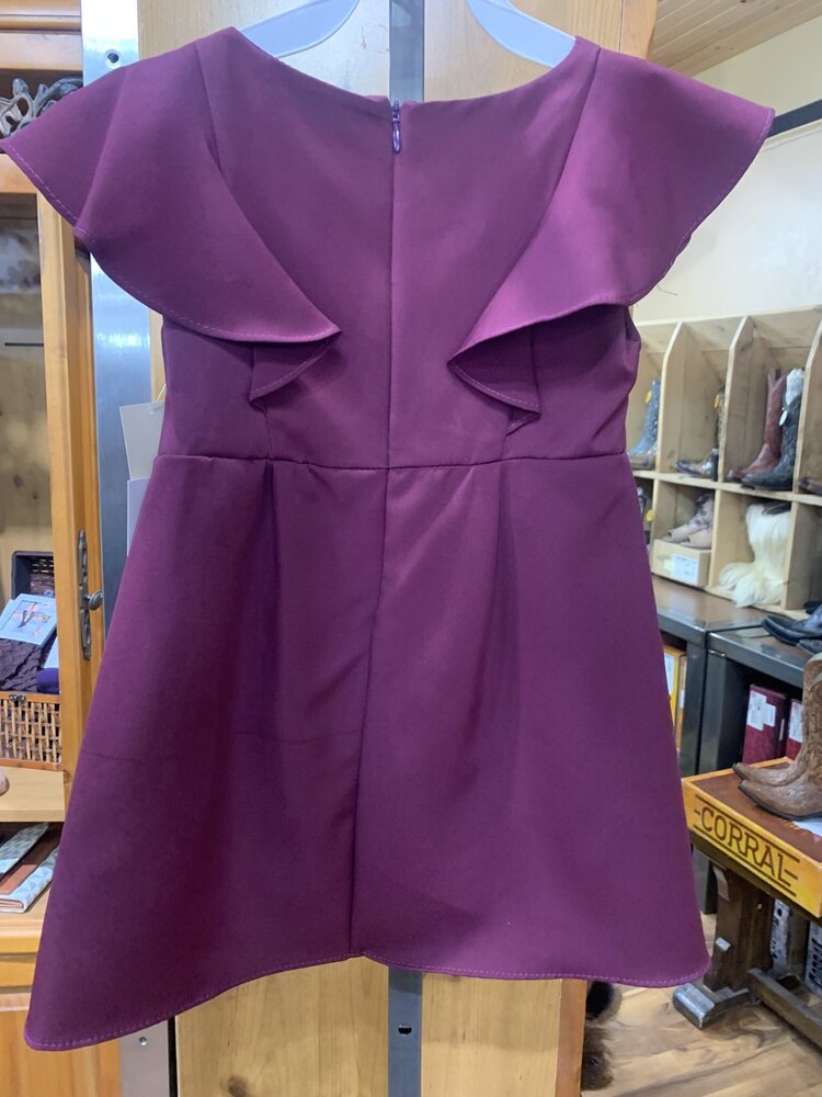 Eggplant Princess Line Front Ruffle Dress