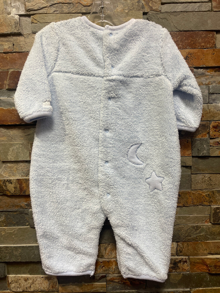 Light Blue Fuzzy Romper w/ Moon & Stars