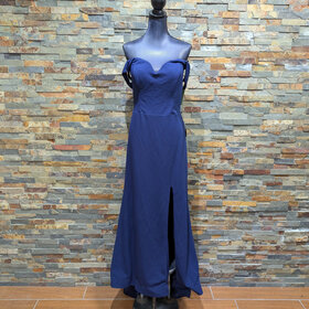 B. Darlin Navy Blue Formal Gown with Corset Style Back, Size 11/12
