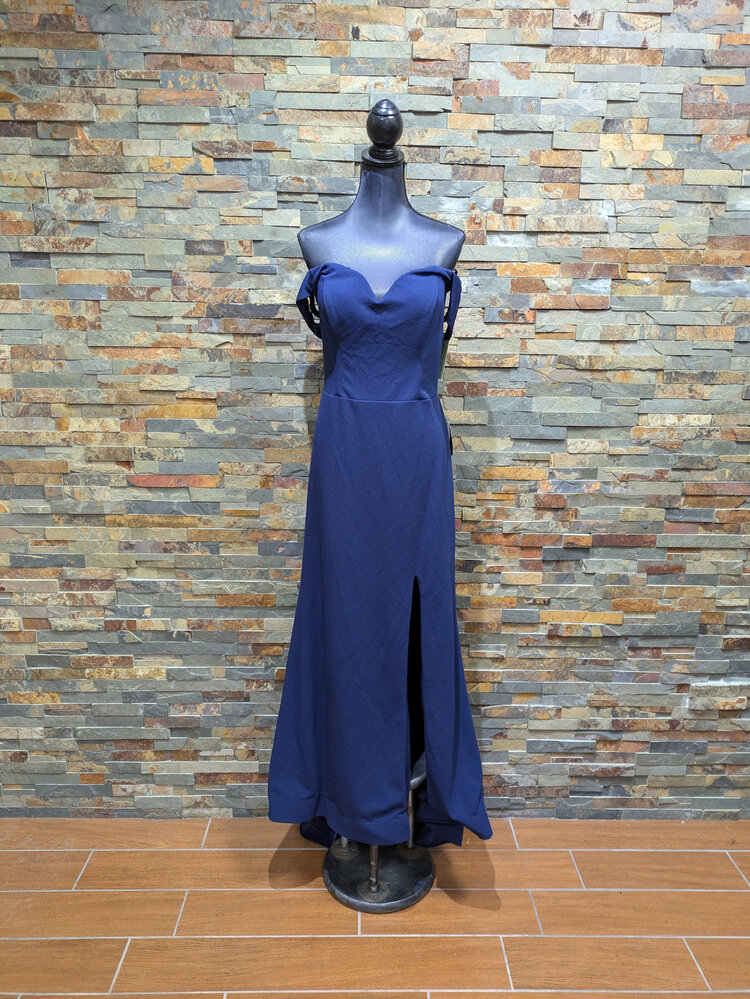 B. Darlin Navy Blue Formal Gown with Corset Style Back, Size 11/12
