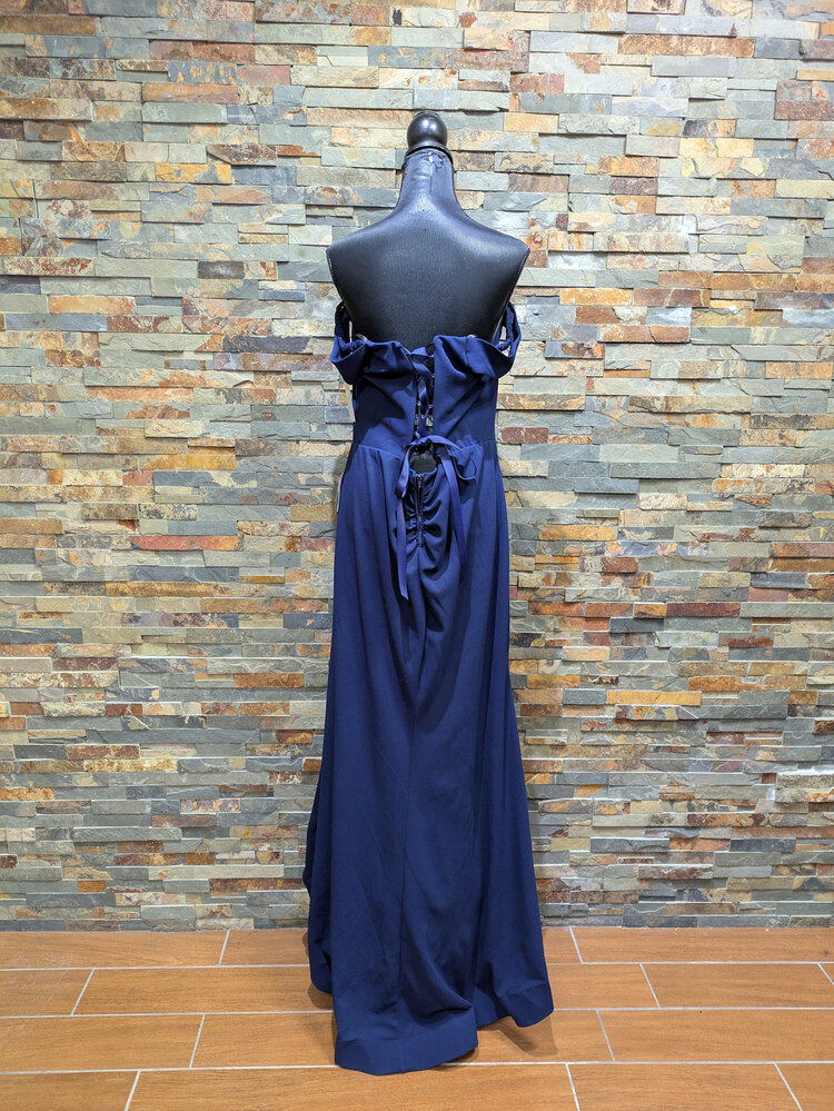 B. Darlin Navy Blue Formal Gown with Corset Style Back, Size 11/12