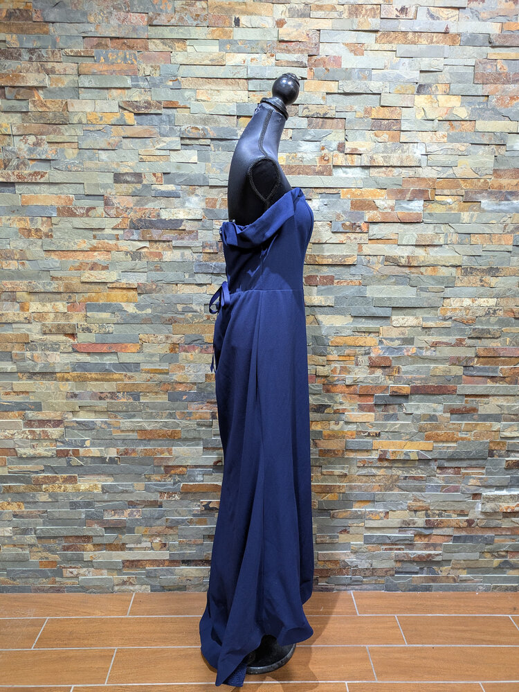 B. Darlin Navy Blue Formal Gown with Corset Style Back, Size 11/12