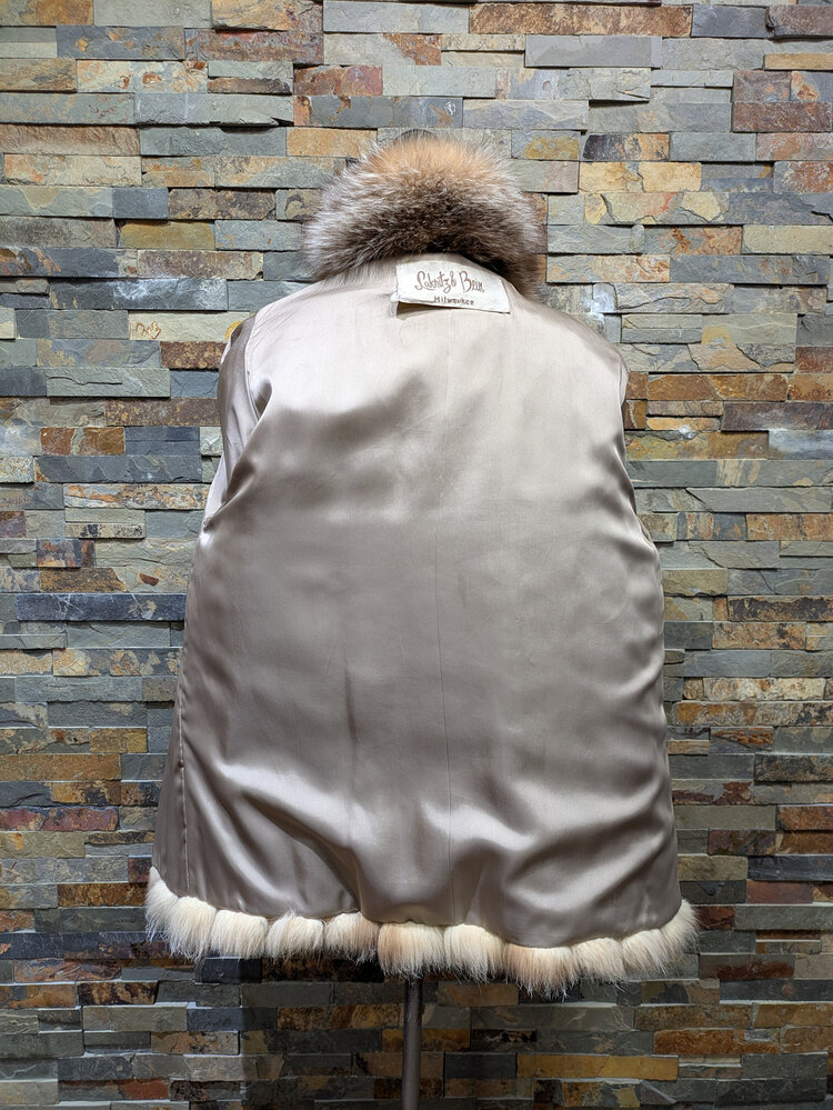 Lakritz & Bein Crystal Dyed Frost Fox Jacket w/Diagonal Cut Sleeves, Size S/M