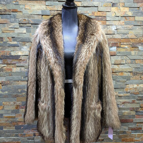 Raccoon Jacket with Shawl Collar, Size S