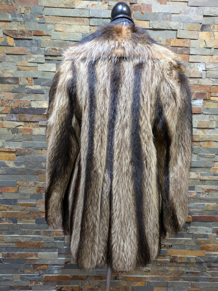 Raccoon Jacket with Shawl Collar, Size S