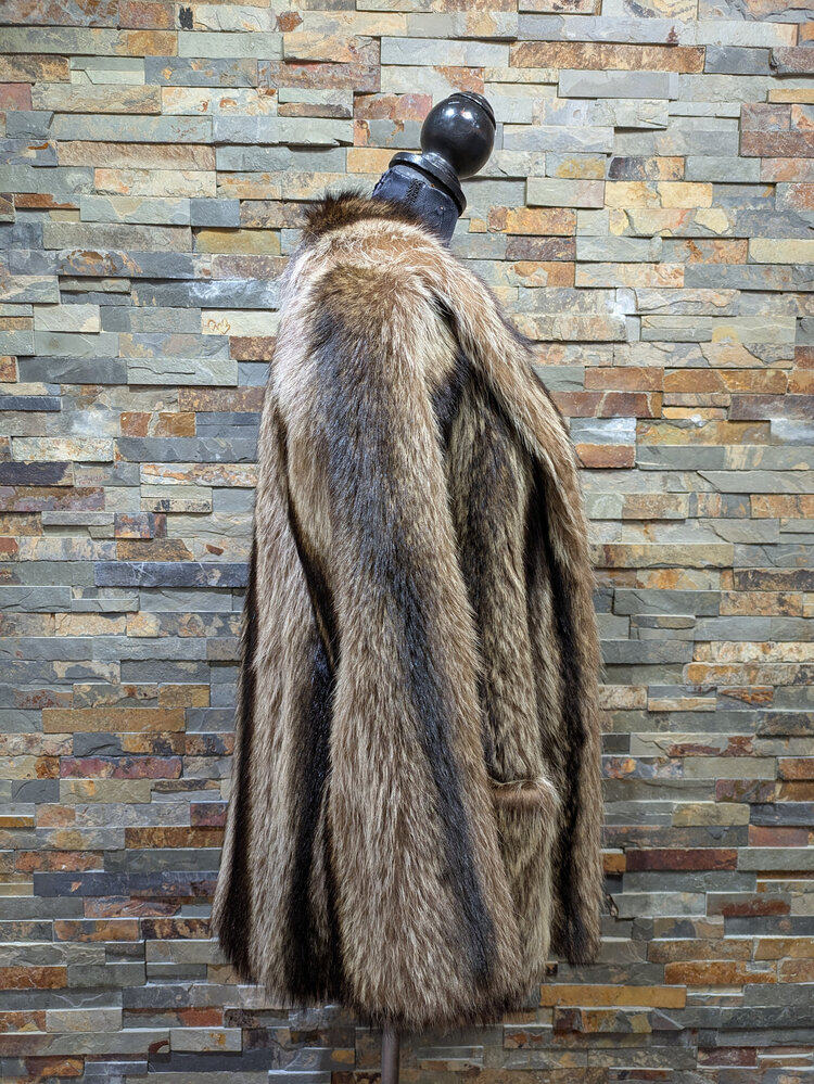 Raccoon Jacket with Shawl Collar, Size S