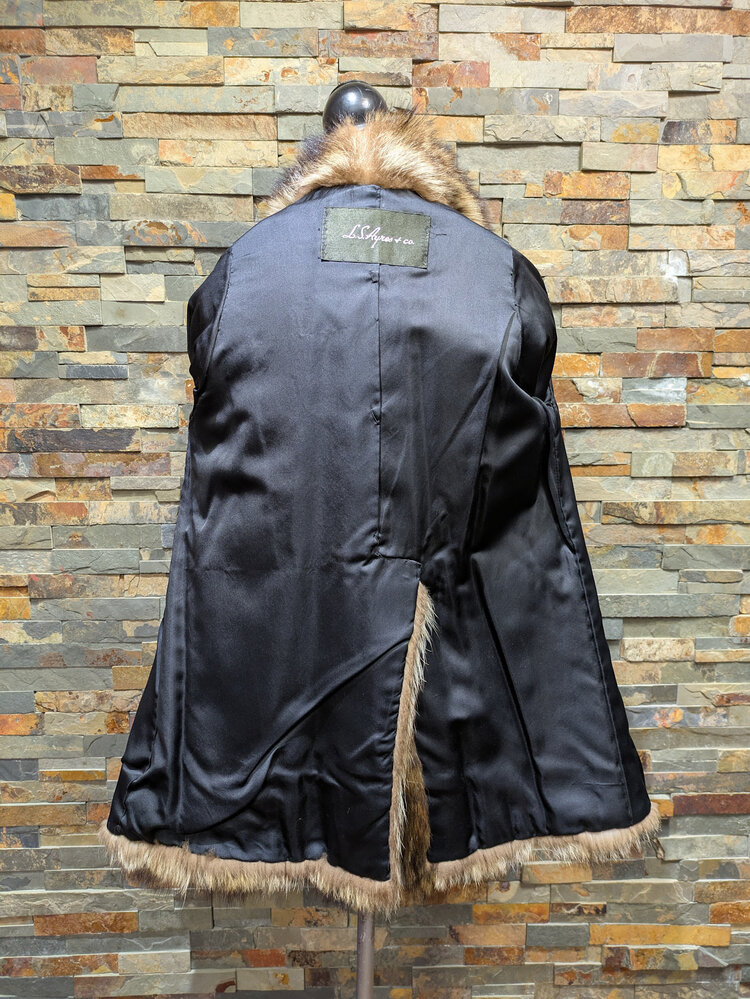 Raccoon Jacket with Shawl Collar, Size S