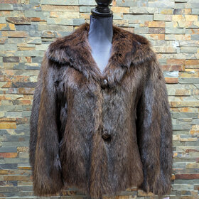 Mahogany-Dyed Raccoon Jacket, Size S