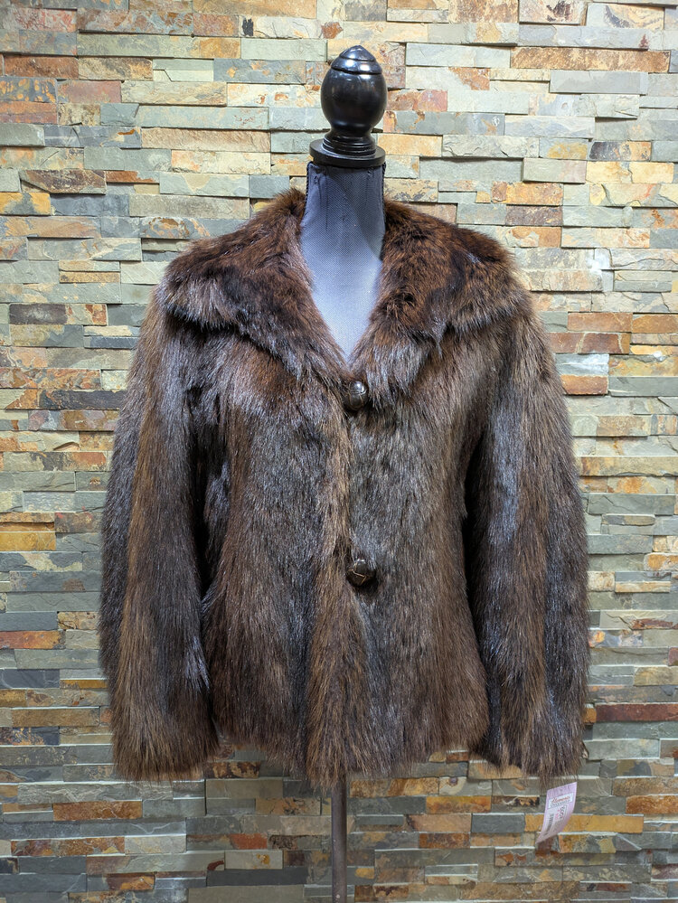 Mahogany-Dyed Raccoon Jacket, Size S