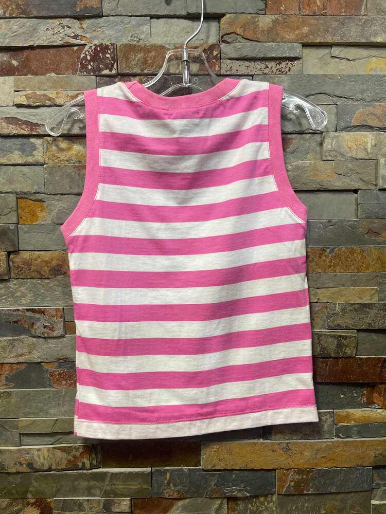 Pink and White Striped Tank Top, Size S (7-8)