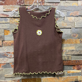 Chocolate with Lime Trim Tank Top, Size 6x