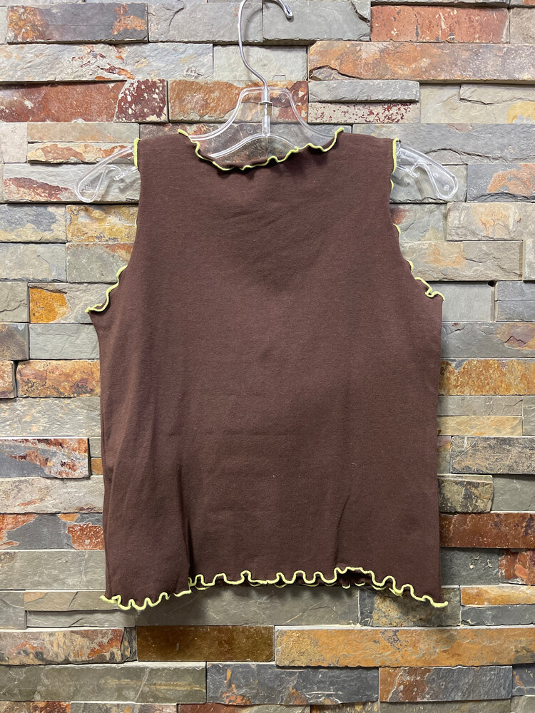 Chocolate with Lime Trim Tank Top, Size 6x