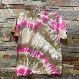 Brown and Hot Pink Tye Dye T-Shirt, Size 6