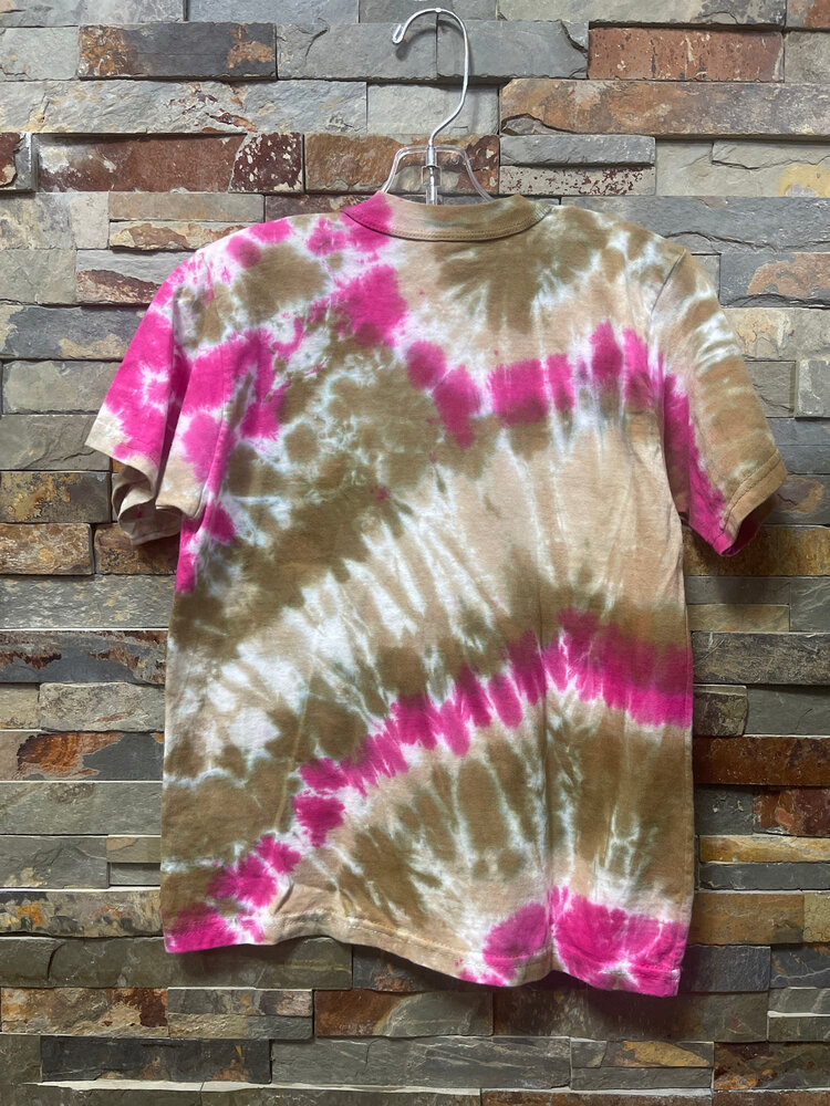 Brown and Hot Pink Tye Dye T-Shirt, Size 6