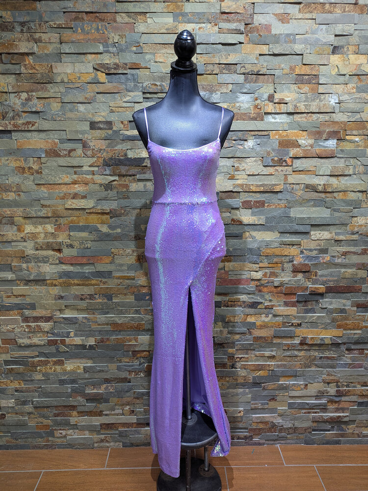 Crystal Doll Lavender Full Sequin Evening Gown, Size 3