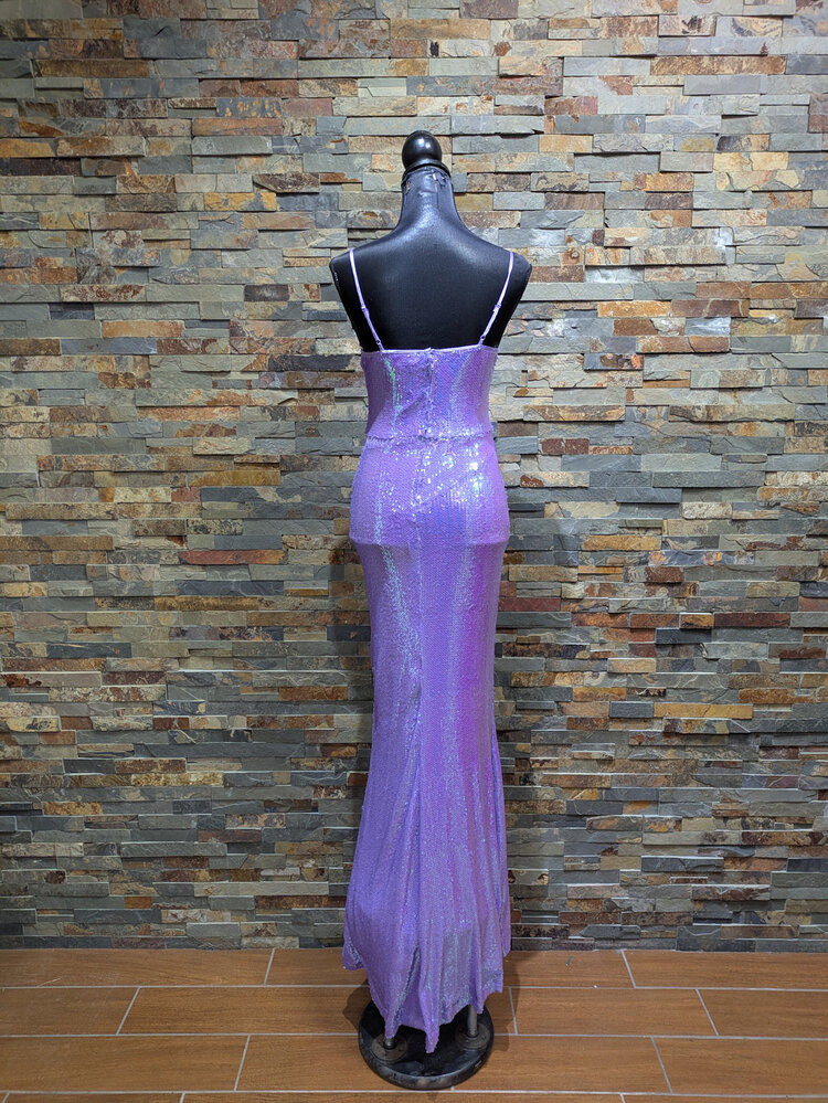 Crystal Doll Lavender Full Sequin Evening Gown, Size 3