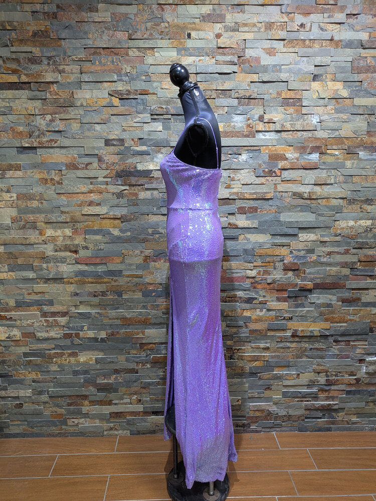 Crystal Doll Lavender Full Sequin Evening Gown, Size 3