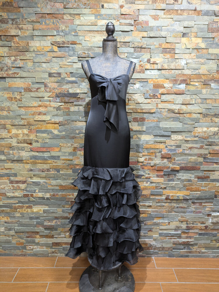 Ralph Lauren Black Full-Length Bow Mermaid Gown, Size 2