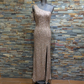 Mac Duggal Mac Duggal Rose Gold One-shoulder Sequin Gown, Size 4