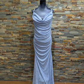 B. Darlin Ocean Blue Sparkly Body-Con Gown, Size 22W