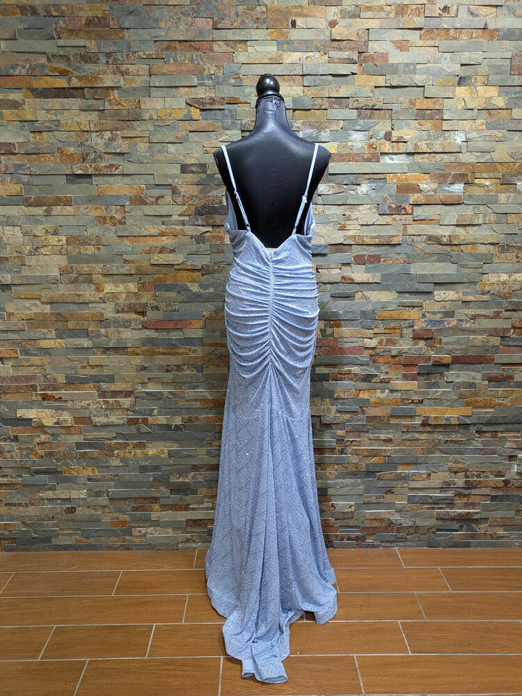 B. Darlin Ocean Blue Sparkly Body-Con Gown, Size 22W