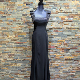 Aidan Mattox Black Maxi Formal Cocktail Gown, Size 2