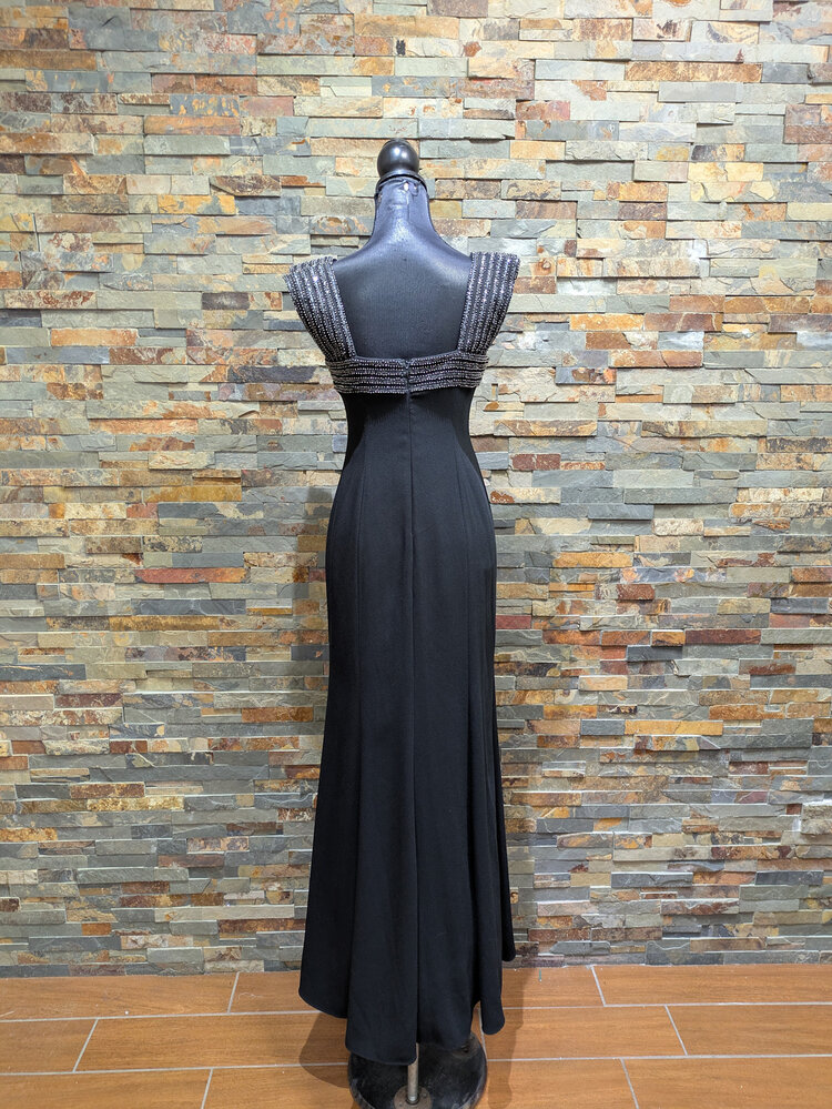 Aidan Mattox Black Maxi Formal Cocktail Gown, Size 2
