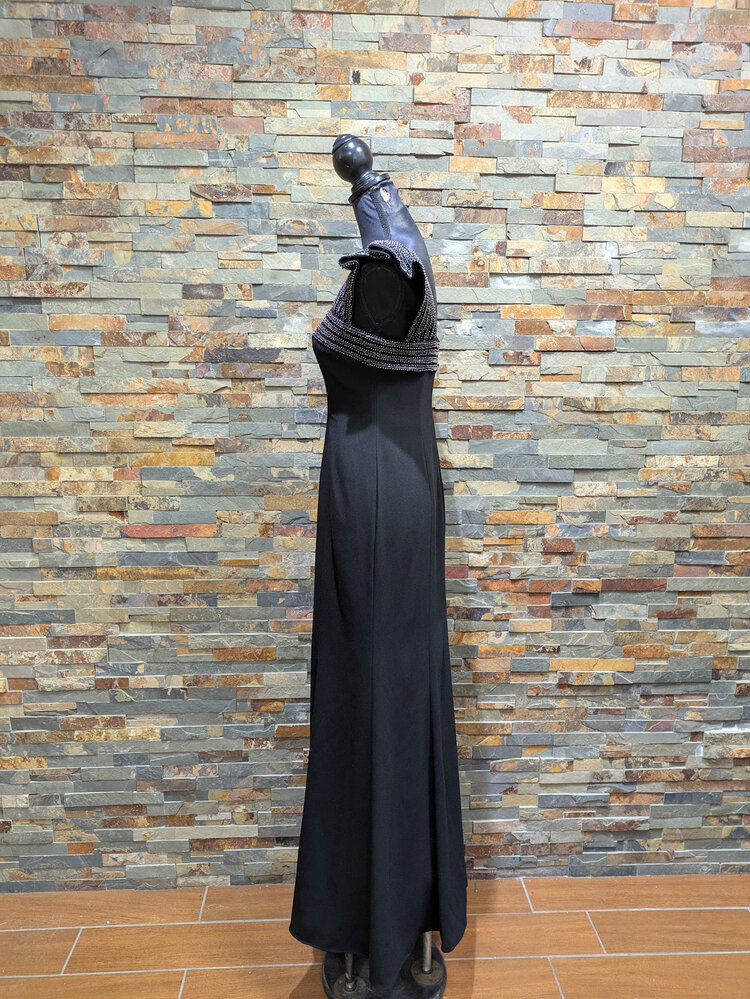 Aidan Mattox Black Maxi Formal Cocktail Gown, Size 2