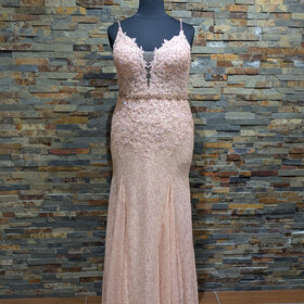 Mac Duggal Mac Duggal Peachy Sparkly Embroidered Gown, Size 16