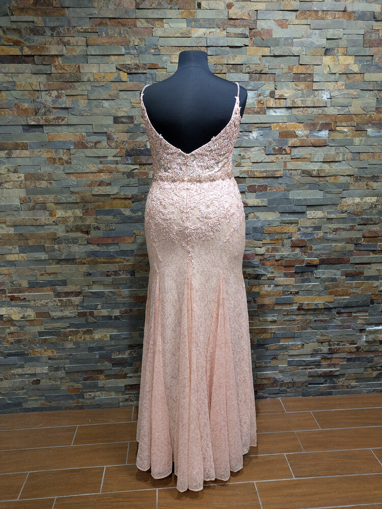 Mac Duggal Mac Duggal Peachy Sparkly Embroidered Gown, Size 16