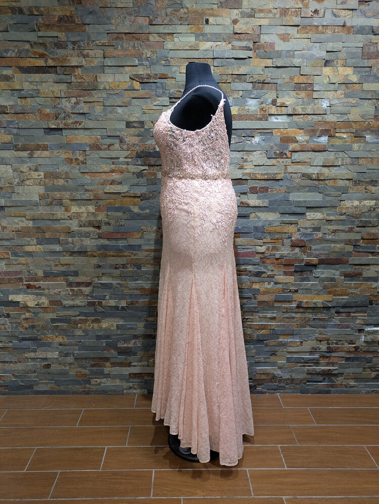 Mac Duggal Mac Duggal Peachy Sparkly Embroidered Gown, Size 16