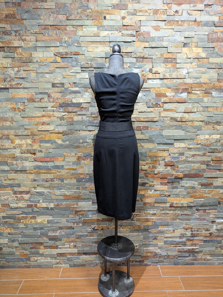 Caché Black Sheath Woman's Formal Dress with Belt, Size 8