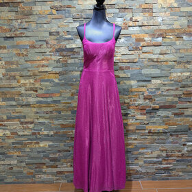 Morgan & Co. Deep Pink Sparkly Cross-Back Gown, Size 7