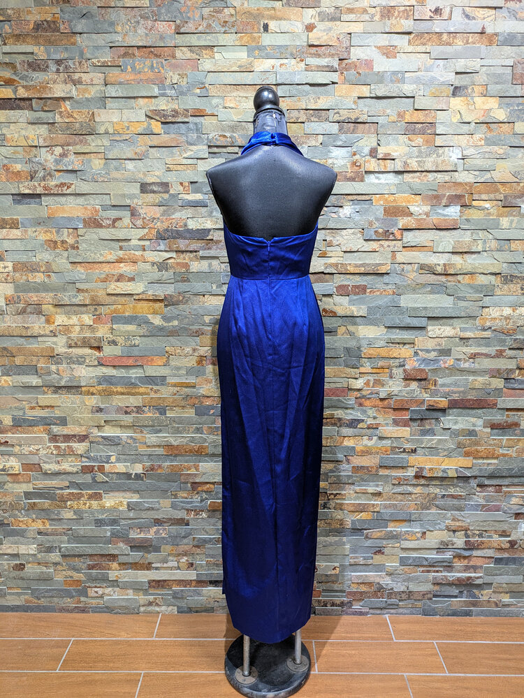 Aidan Mattox Royal Sapphire Satin Cowl Gown, Size 2