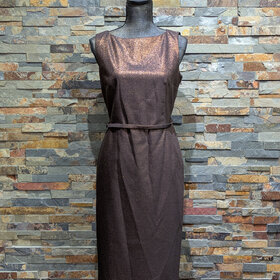 Anne Klein Brown Sleeveless Boatneck Belted Dress, Size 6