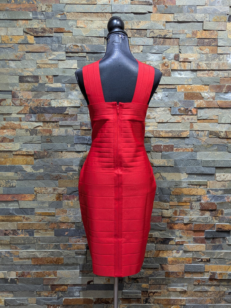 venus couture Red Cross-Halter Bandage Dress, Size L