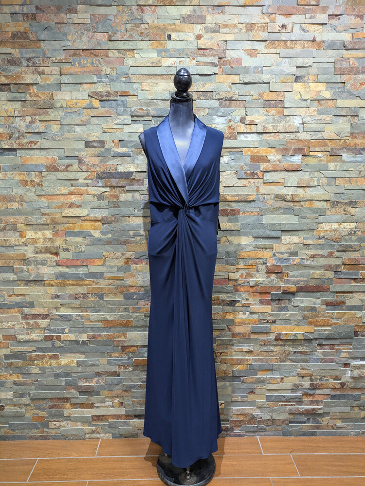 Adrianna Papell Midnight Blue Sleeveless Formal Gown, Size 16W