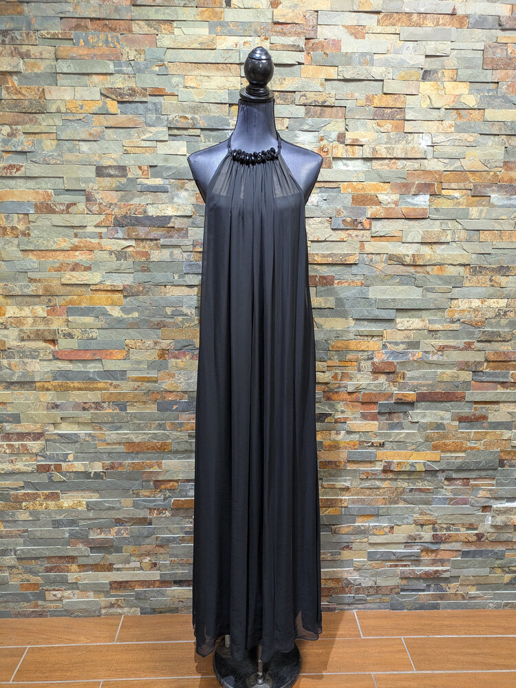 Aidan Mattox Black Embellished Chiffon Gown, Size 8