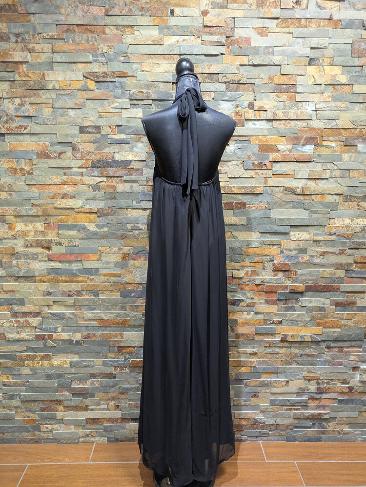 Aidan Mattox Black Embellished Chiffon Gown, Size 8