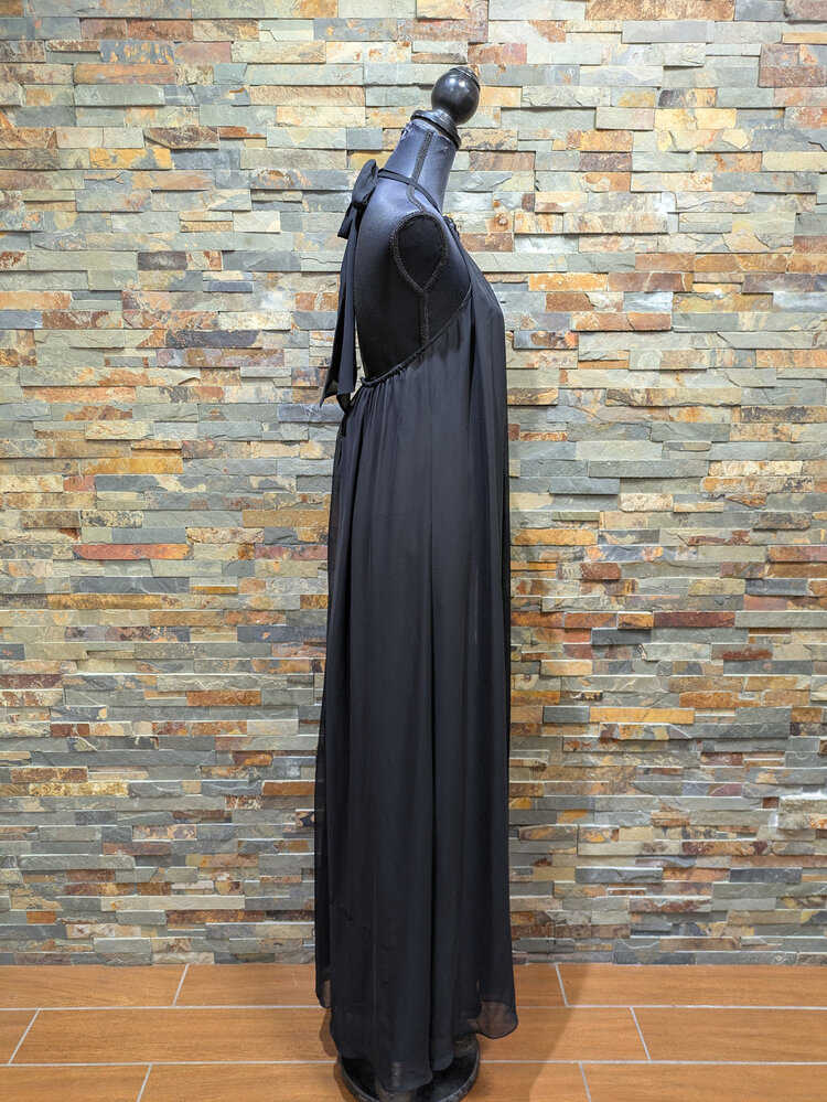 Aidan Mattox Black Embellished Chiffon Gown, Size 8