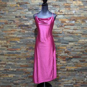 venus couture Fuchsia Satin Midi Dress, Size M