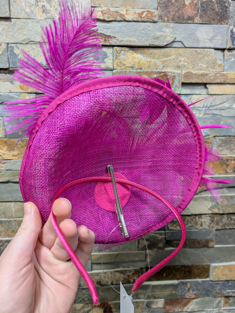 Fuchsia mesh rose fascinator, O/S