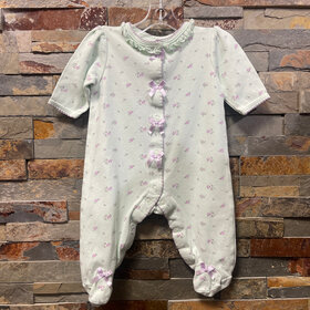 Mint with Lilac Floral Sleeper, Size 3M