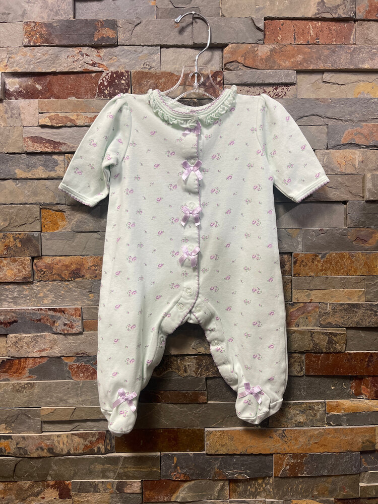 Mint with Lilac Floral Sleeper, Size 3M