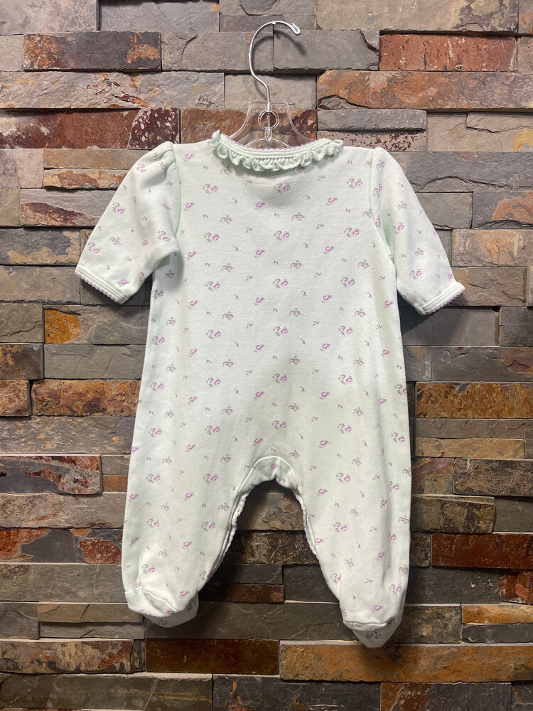 Mint with Lilac Floral Sleeper, Size 3M